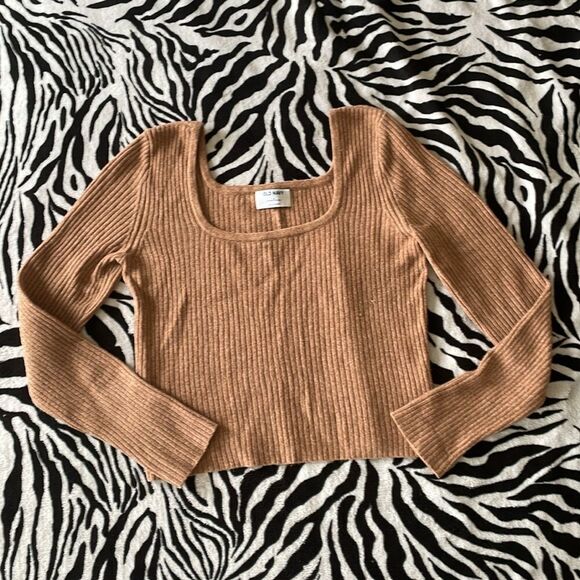 Old navy women’s long sleeve soft ribbed top brown sweater blouse size medium - Picture 1 of 9